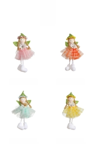 Set di quattro fate pasquali colorate con dettagli margherite e gonne in tulle