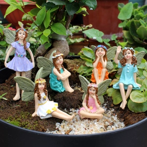 Miniature Garden Ornaments Resin Flower Fairy Gnomes Mushroom House For Micro Landscape Bonsai Outdoor Yard Decor