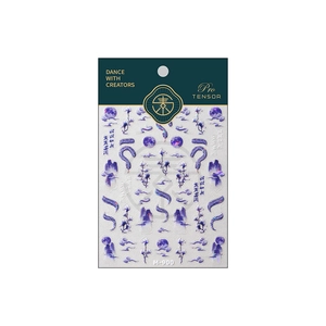 Artistic purple nail stickers with moon and mountain motifs for professional manicures