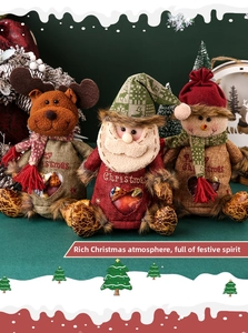 Three Christmas gift bags with Santa, Snowman, and Reindeer featuring clear display windows