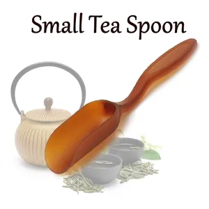 Minimalist amber brown translucent plastic tea scoop with ergonomic curved handle