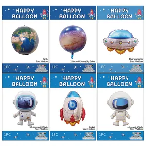 Set di palloncini in alluminio tema spazio con astronauta e razzo per festa di compleanno