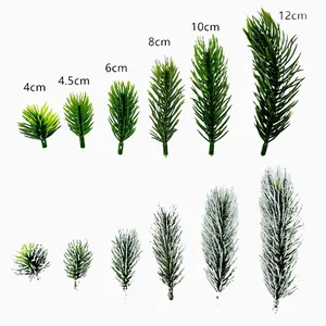 Size chart showing six dimensions from 4cm to 12cm for artificial pine needle picks