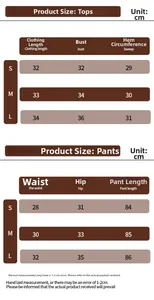 Detailed size guide for seamless yoga set including zip top and high waist pants measurements