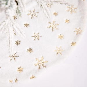Christmas Tree Skirt White Plush Faux Fur Sequin Snowflake Ornament Round Soft Winter Holiday Home Decor
