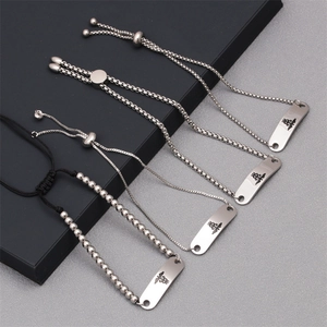 Adjustable stainless steel eagle bar bracelets with medical caduceus in silver and black