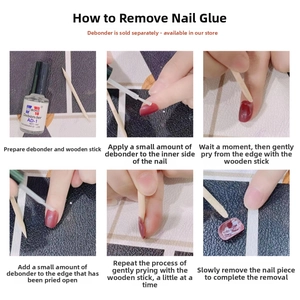 Detailed step-by-step guide for removing artificial nails using liquid debonder and wood stick