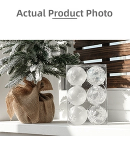 Set of six 6cm transparent white snowflake Christmas ornaments in PVC packaging
