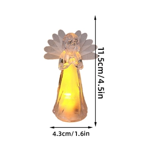 Luminous acrylic angel figurine with warm LED light for Christmas home decoration, 11.5cm