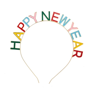 Colorful HAPPY NEW YEAR rhinestone headband for festive party celebrations and New Year events