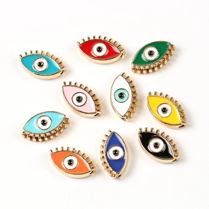 Colorful alloy evil eye charms with gold plating and enamel for DIY jewelry making