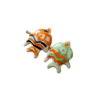 Hand-painted ceramic goldfish beads for jewelry making with colorful tropical fish designs