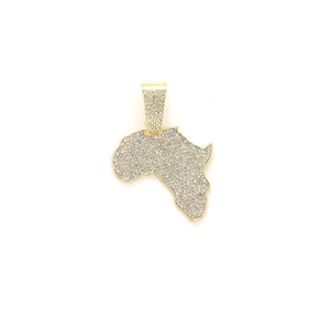 Hip hop gold plated Africa map pendant necklace encrusted with sparkling zircon stones