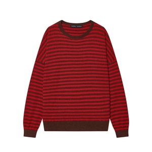 Pull En Maille Rayé Pour Femme Col Rond Manches Longues Coupe Décontractée Style Rétro Haut En Coton Et Polyester