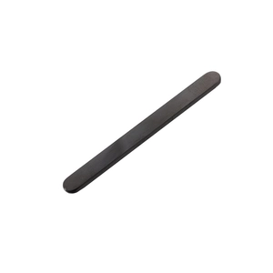 Macro view of a 52mm black polished stainless steel flat strip for DIY ring making