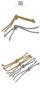 Adjustable stainless steel snake chain extensions with gold and silver bead sliders
