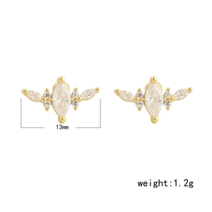 Boucles d'oreilles géométriques en argent S925 doré avec zircons marquise de 13mm