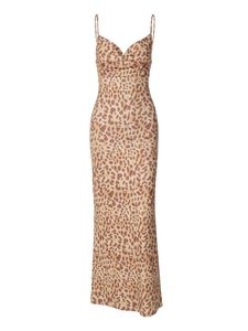 Sexy Maxikleid mit Leopardenmuster, V-Ausschnitt und Rückenausschnitt für Damen