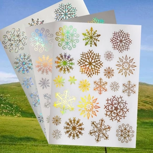 Holographic Snowflake Window Clings Laser Static Stickers PVC Glue-Free Anti-Collision Decals Christmas Home Decor