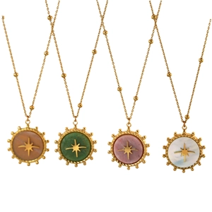 North star natural stone necklaces set in 14K gold plated stainless steel