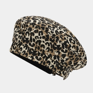 Classic leopard print beret hat for women with retro pattern and stylish structured design