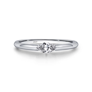 Minimalist S925 sterling silver ring featuring a sparkling marquise-cut center stone