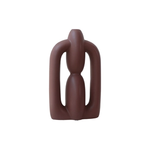Modern abstract Nordic ceramic vase in matte brick red with unique sculptural design