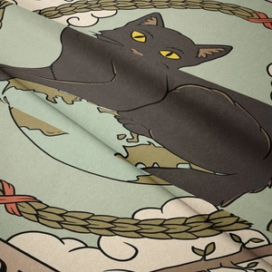 Close-up of soft flannel cat tapestry showing detailed fabric texture and print quality