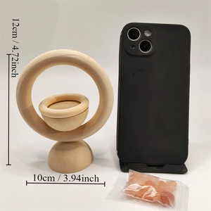 Vertical wooden essential oil diffuser stand with 12cm height and dimensions scale