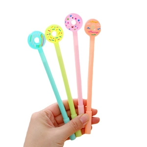 Set of 4 cute donut pens in blue, green, pink, and orange for student stationery