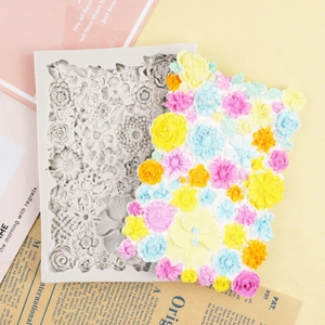 Silicone mold for resin orchid and daisy flowers with colorful DIY finished samples