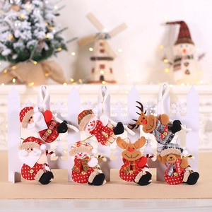 Christmas Tree Ornaments Hanging Plush Dolls Santa Snowman Reindeer Bear Candy Cane Fabric Festive Holiday Decoration