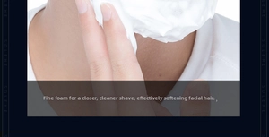 Close-up of rich sandalwood shaving foam texture applied to male neck skin