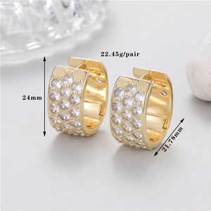 Detailansicht der Goldohrringe mit Zirkonia, Gewicht 22,45g, Maße 24x21,78mm