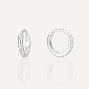S925 Sterling Silver Star Engraved Hoop Earrings For Women Minimalist Rhinestone Geometric Round Huggie Earrings Jewelry Gift