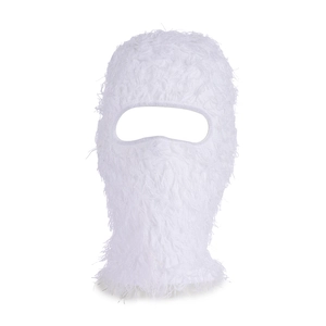 Weißer flauschiger Balaclava Winter-Strickhut mit Augenausschnitt für Kälteschutz