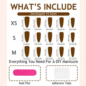 Sizing chart for Halloween long almond clown nails with pearl and retro colorful patterns