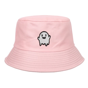 Chapeau Bob En Coton Brodé Fantôme Respirant Protection Solaire Extérieur Décontracté Streetwear