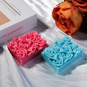 Stampo in silicone per candele profumate con rose in rosa e blu per sapone fai da te