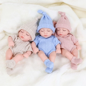 Realistic Reborn Baby Doll Sleeping Simulation Vinyl Mini Toy Figure With Knit Outfits For Girls Collectors