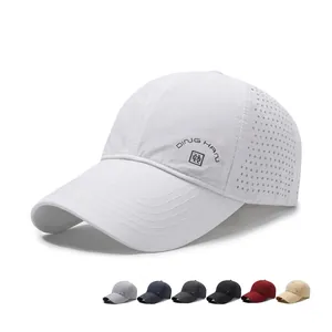 Baseball Cap Breathable Quick Dry Polyester Laser Cut Ventilation Holes Adjustable Sporty Curved Brim For Men Women