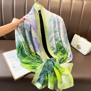 Sciarpa oversize in seta stile pittura a olio per protezione solare da spiaggia estiva
