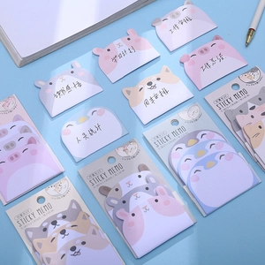 Cute animal sticky memo set with pig dog penguin designs for students 45 sheets