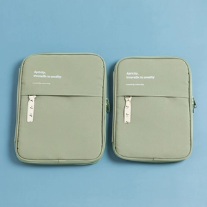 Green shockproof laptop sleeve set for 11 and 13 inch iPad with cherry zipper charm