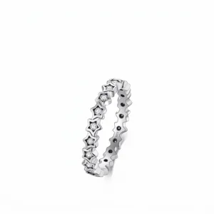 Gepolijste S925 sterling zilveren sterring met ronde zirkonia in minimalistische stijl