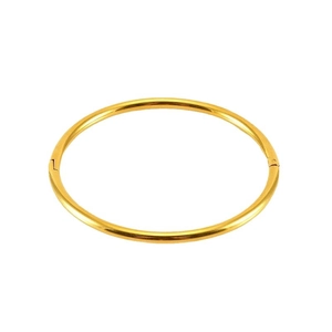 Minimalist 18K gold plated stainless steel bangle bracelet with side closure mechanism