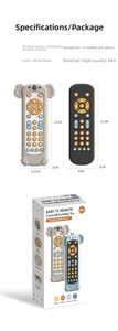 Infant TV remote toy made of high-quality ABS material showing specific product dimensions