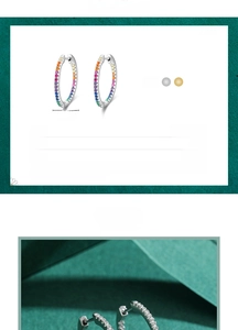 Detailed view of 17mm S925 silver hoop earrings featuring vibrant rainbow cubic zirconia