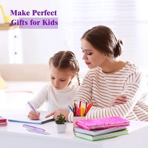 DIY purple glitter resin pen set with silicone molds for making creative office gifts