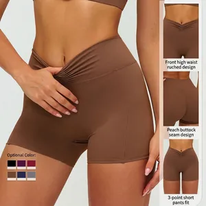 High waist ruched yoga shorts for women with scrunch butt lifting design in six colors